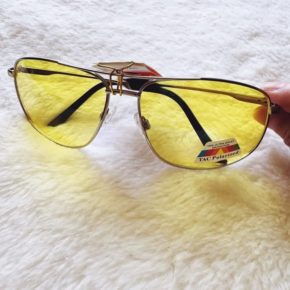 Oscar Clear Yellow w/ Silver Rim Aviator Sunglasses